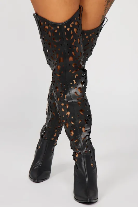 I'm The One Over The Knee Heeled Boots - Black sold by Fashion Nova