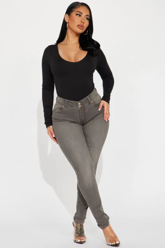 Double Take Booty Lifting Stretch Skinny Jeans - Grey sold by Fashion Nova
