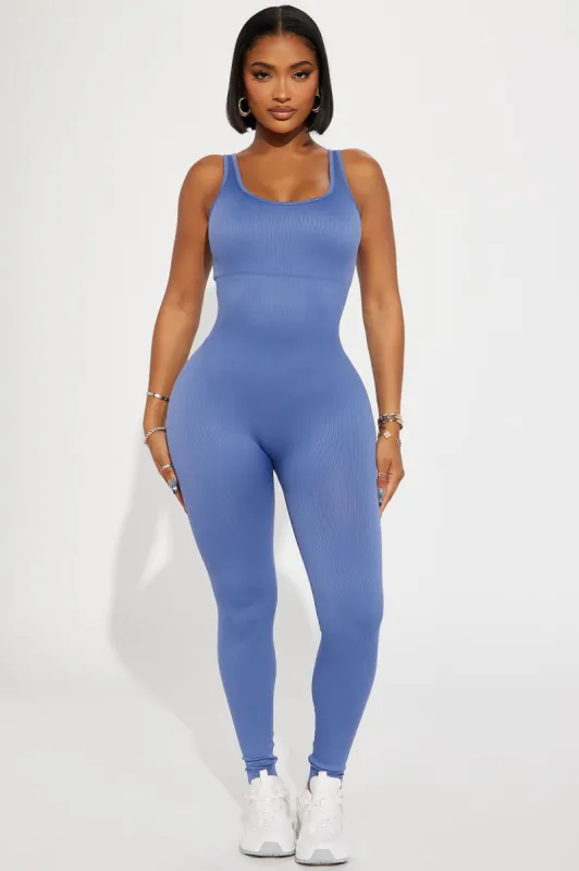 Lean Seamless Active Jumpsuit - Slate Blue sold by Fashion Nova