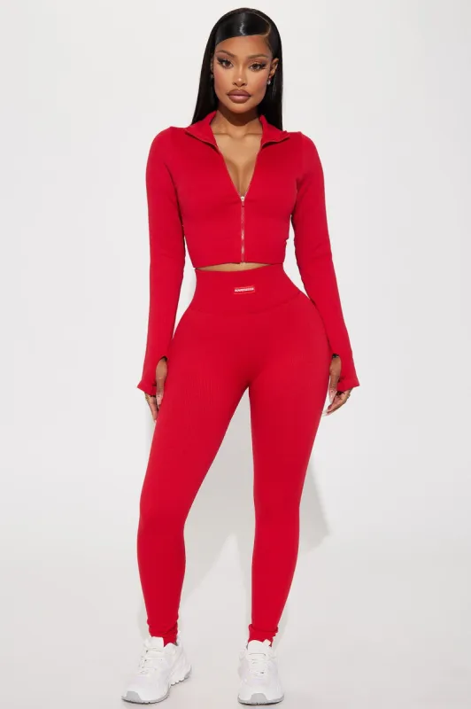 Fighter Ribbed Active Legging In Infinity Seamless - Red sold by Fashion Nova