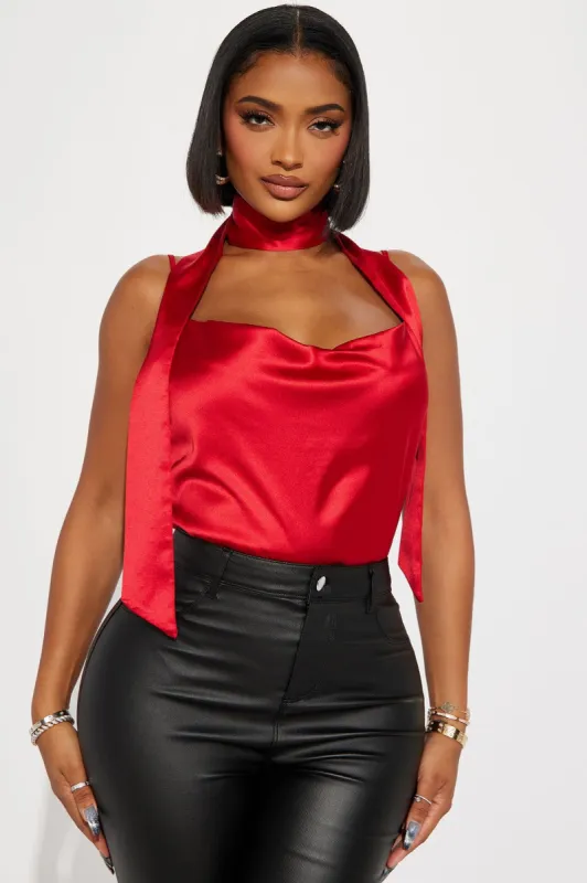 Bright Scenery Satin Top - Red sold by Fashion Nova