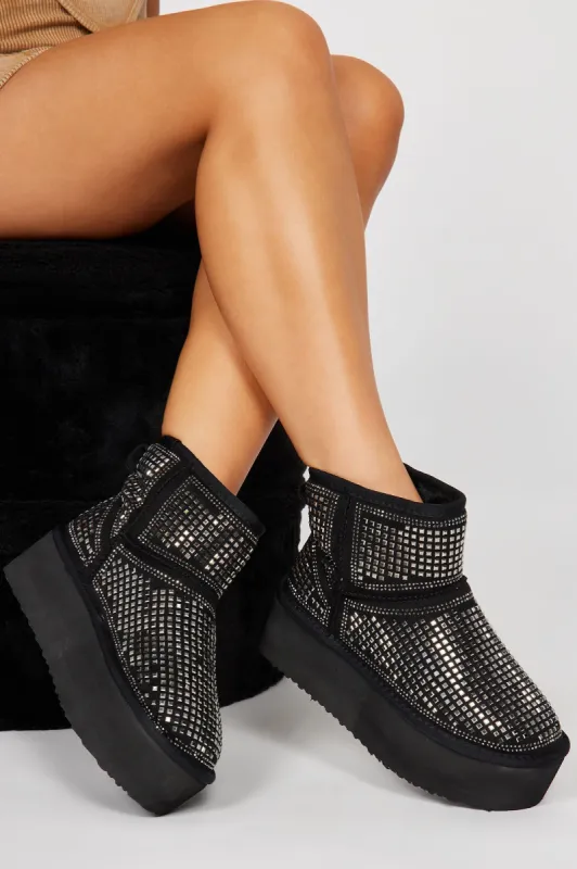 Stay A Little Longer Booties - Black made by Fashion Nova