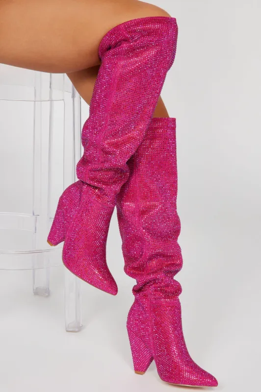 Carnival Nights Embellished Boots - Pink sold by Fashion Nova