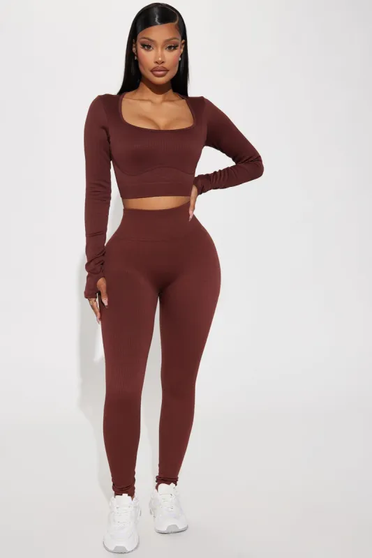 Werk It Seamless Ribbed Active Leggings - Mocha sold by Fashion Nova