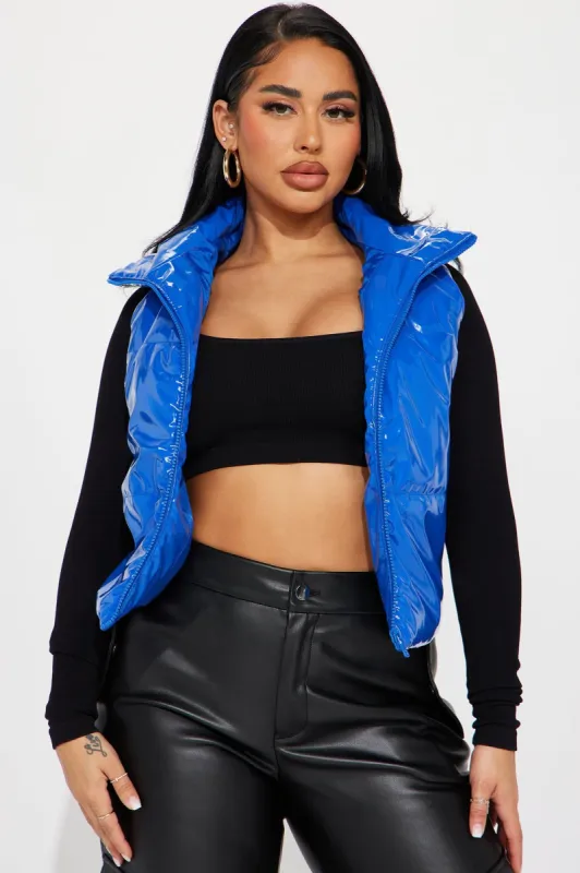 On Ice Puffer Vest - Blue sold by Fashion Nova
