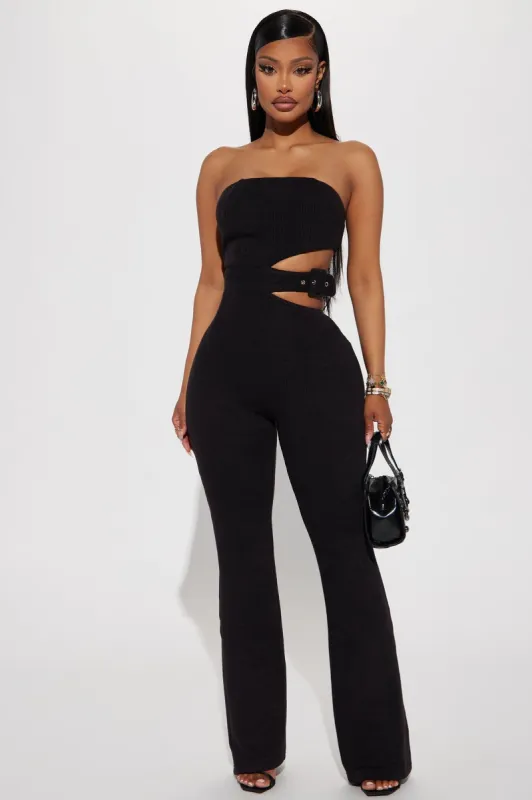 Chain My Heart Sweater Jumpsuit  - Black sold by Fashion Nova