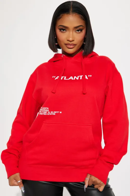 Destination Atlanta Hoodie - Red sold by Fashion Nova