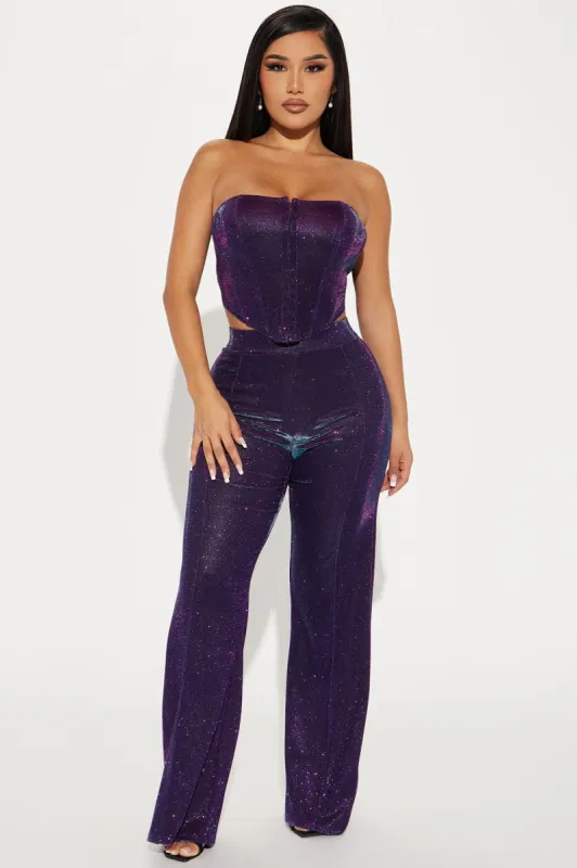 Lori Metallic Pant Set - Fuchsia sold by Fashion Nova