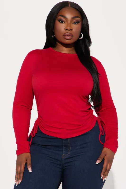 Sabrina Long Sleeve Top - Red sold by Fashion Nova