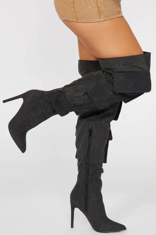 Feeling Trendy Cargo Boots - Black Wash sold by Fashion Nova