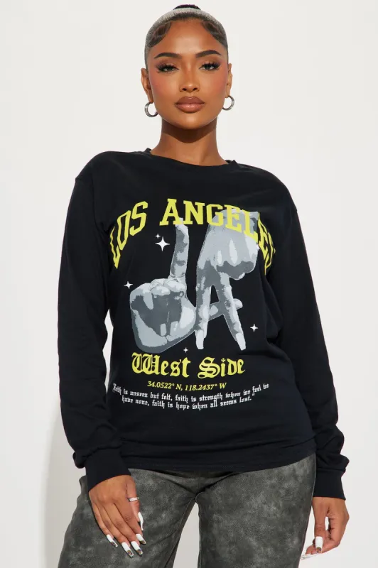 On The West Side Long Sleeve Tshirt - Black sold by Fashion Nova