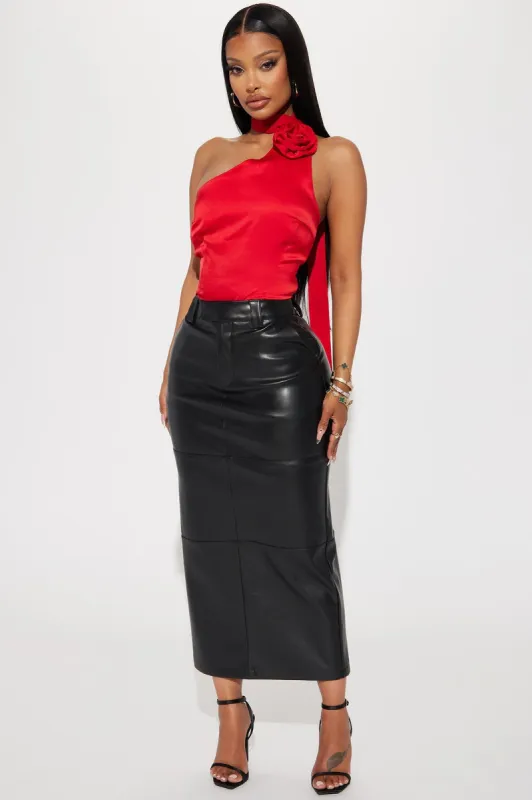 Colette Faux Leather Midi Skirt - Black sold by Fashion Nova