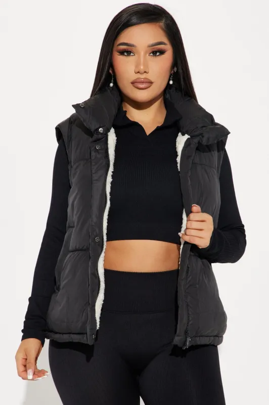 All Day Long Puffer Vest - Black sold by Fashion Nova