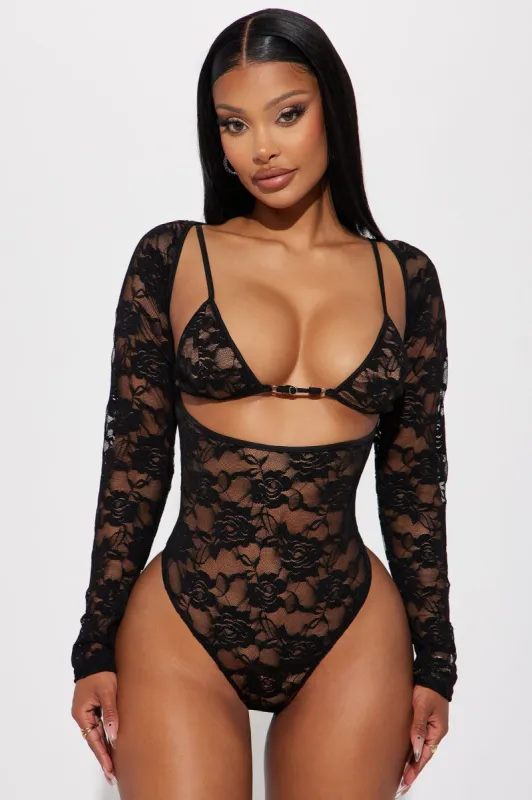 In Control Lace Bodysuit - Black sold by Fashion Nova