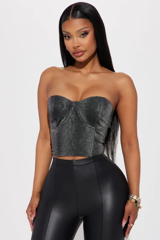 Snakes In The Garden Corset Top - Silver sold by Fashion Nova