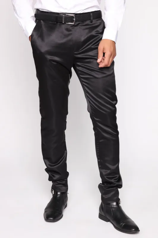 Noah Satin Solid Trouser Pant - Black sold by Fashion Nova