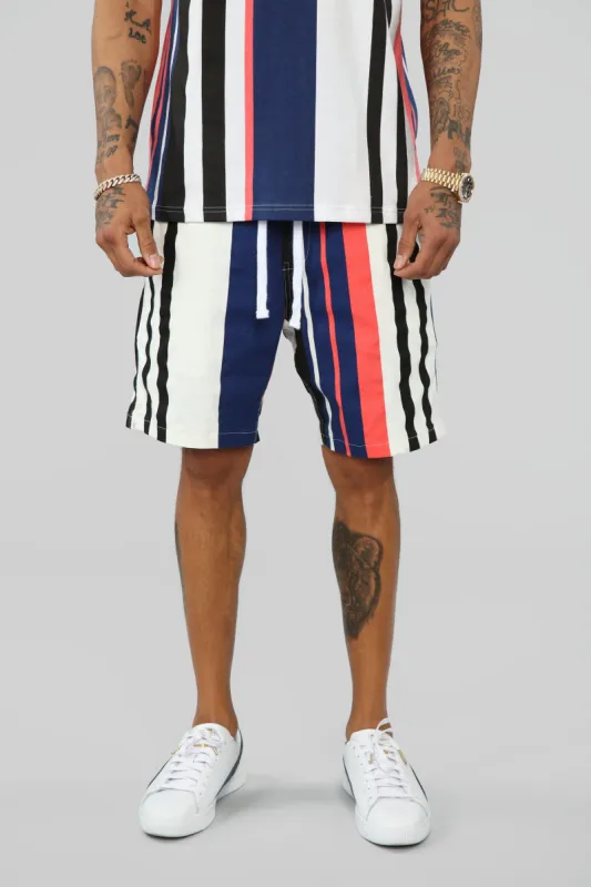 Regent Striped Twill Short - Blue/White sold by Fashion Nova