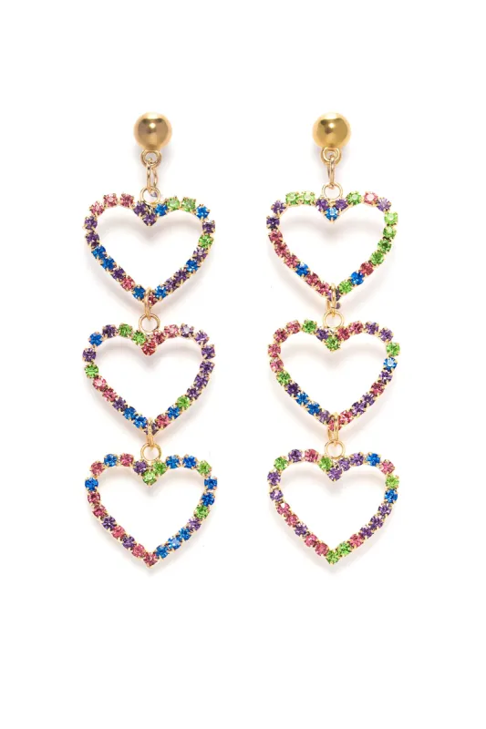 Heart Holder Earrings - Gold/Multi sold by Fashion Nova