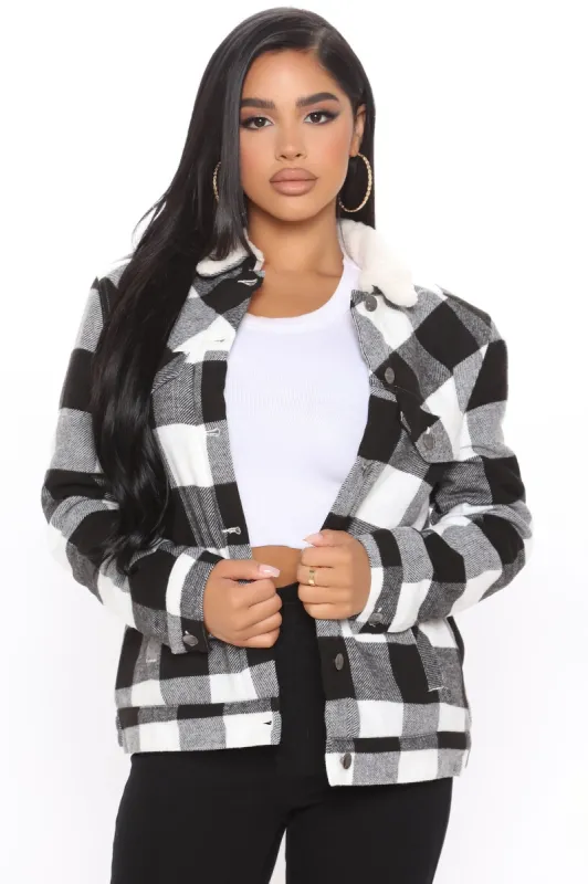 Chillin By The Fire Jacket - Black/White sold by Fashion Nova
