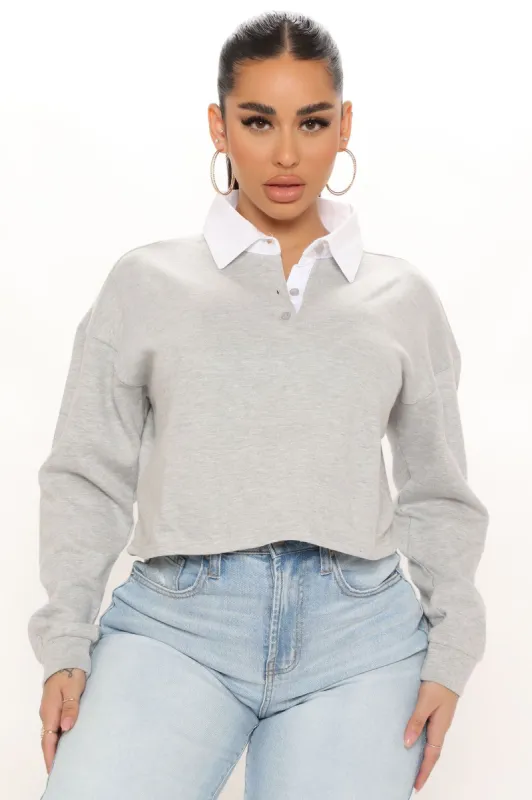 Caught In The Act Polo Shirt - Heather Grey sold by Fashion Nova