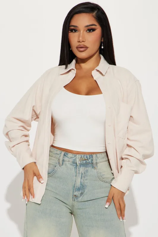 Georgie Corduroy Shirt - Cream sold by Fashion Nova