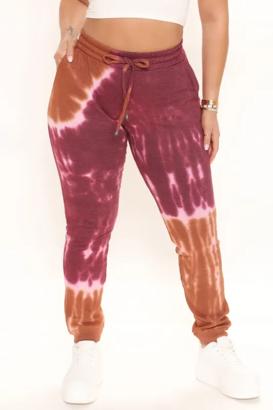 High Energy Joggers - Burgundy/combo sold by Fashion Nova