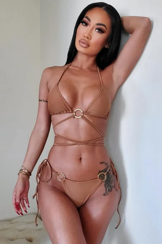 Tequila Tanlines 2 Piece Bikini - Mocha sold by Fashion Nova