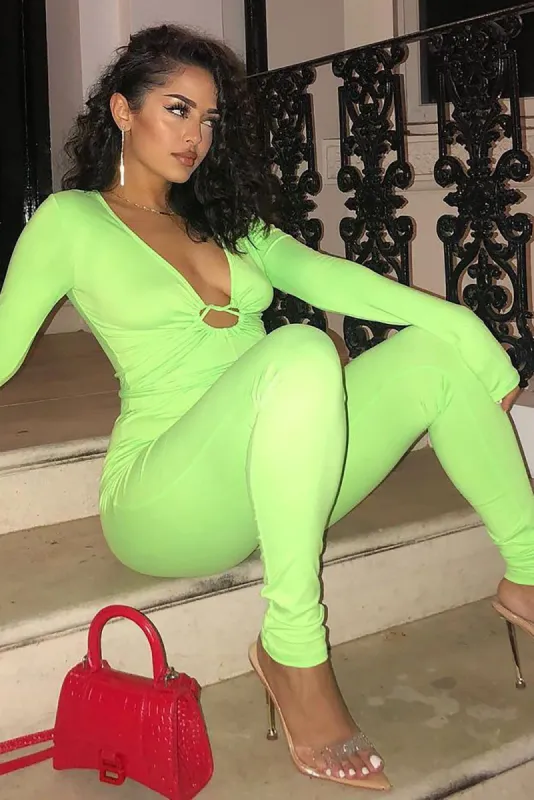 Out Of Your League Jumpsuit - Lime sold by Fashion Nova