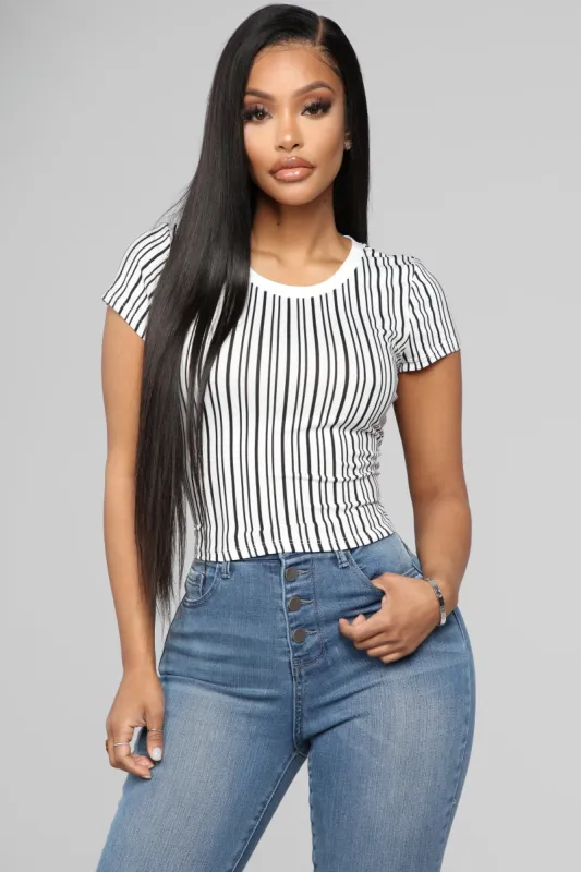 Love And Attention Top - White Stripe sold by Fashion Nova
