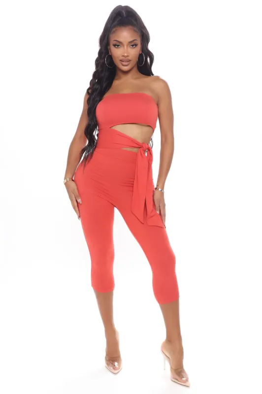 Always By My Side Capri Jumpsuit - Rust sold by Fashion Nova
