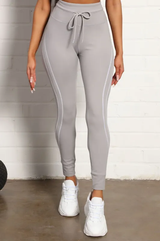 All You Got Active Contrast Stitch Super Soft Jogger Legging - Grey sold by Fashion Nova
