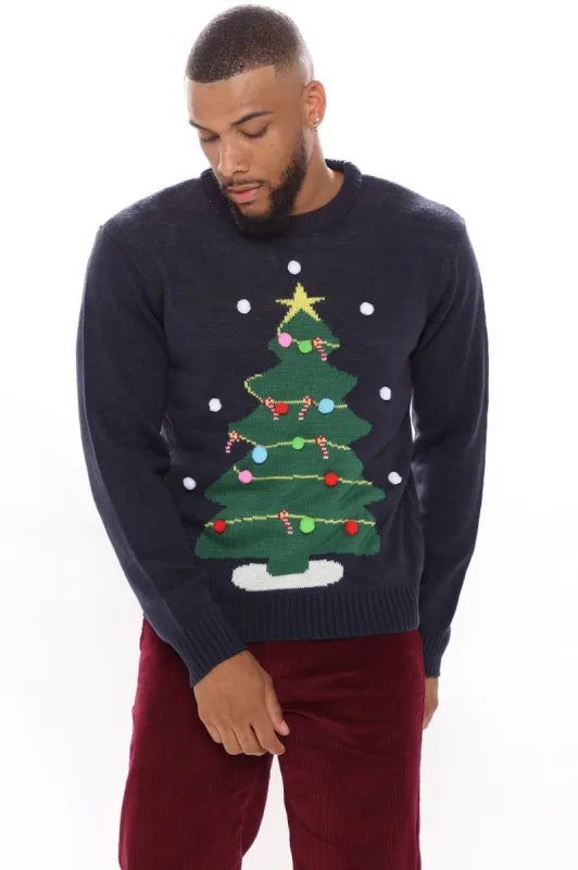 Christmas Tree Holiday Sweater - Navy/combo sold by Fashion Nova
