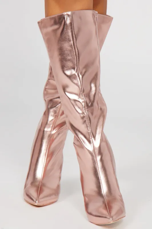 Step Your Game Up Knee High Heeled Boots - Pink sold by Fashion Nova