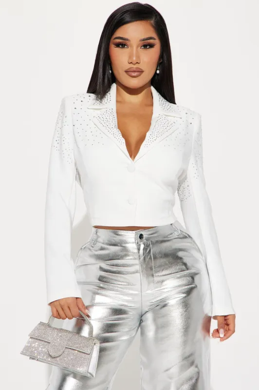 Starlight Cropped Blazer - White sold by Fashion Nova
