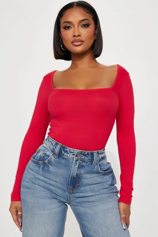 Issa Ribbed Top - Red sold by Fashion Nova