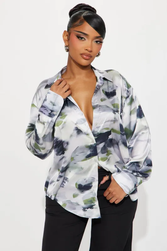 Secret Meeting Shirt - Green/combo sold by Fashion Nova