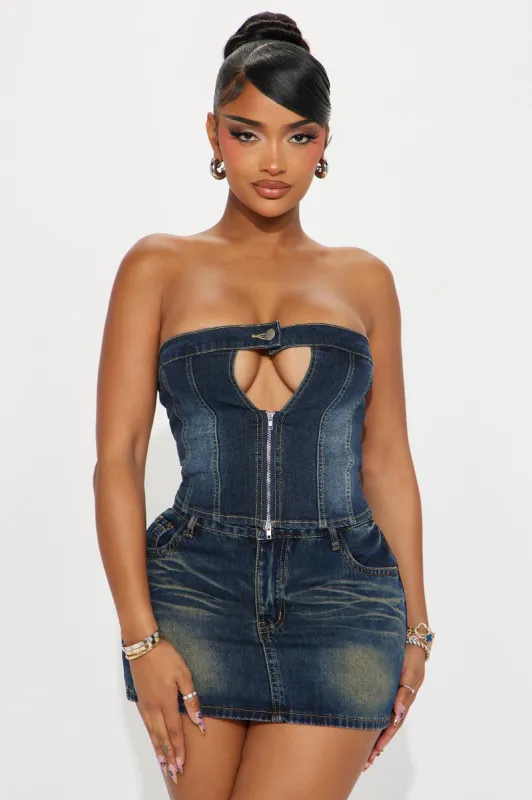 Karma Denim Top - Dark Wash sold by Fashion Nova