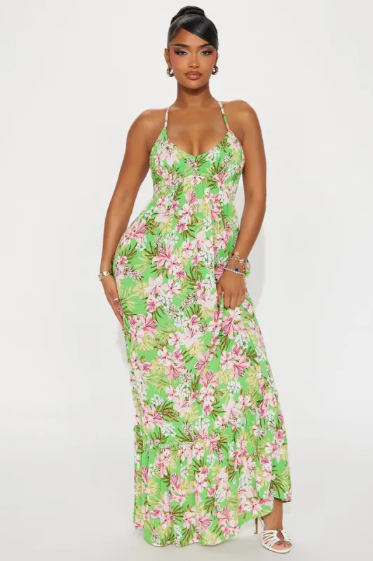 Flower Fields Maxi Dress - Green sold by Fashion Nova