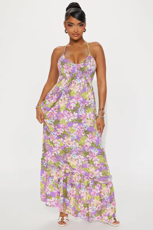 Flower Fields Maxi Dress - Purple sold by Fashion Nova