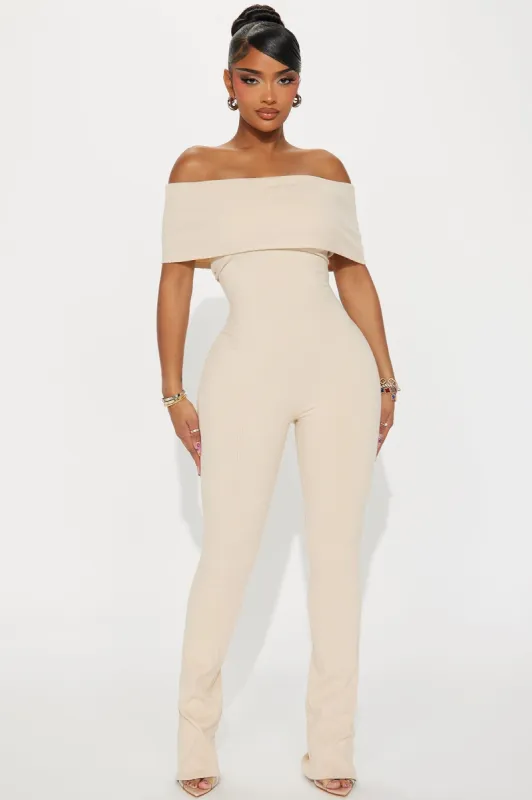 Janelle Snatched Jumpsuit - Cream sold by Fashion Nova