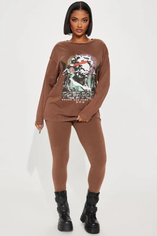 Statue Mineral Wash Legging Set - Brown sold by Fashion Nova