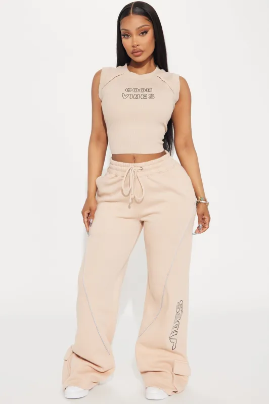 Good Vibes Washed Wide Leg Pant - Taupe/combo sold by Fashion Nova