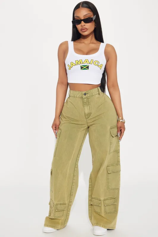 Don't Stop Washed Wide Leg Cargo Pant - Sage sold by Fashion Nova