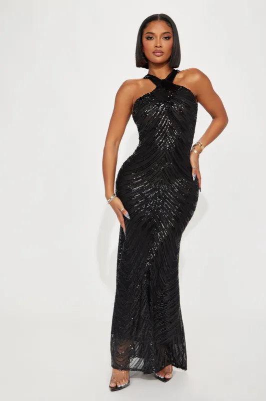 Katherine Sequin Gown - Black sold by Fashion Nova
