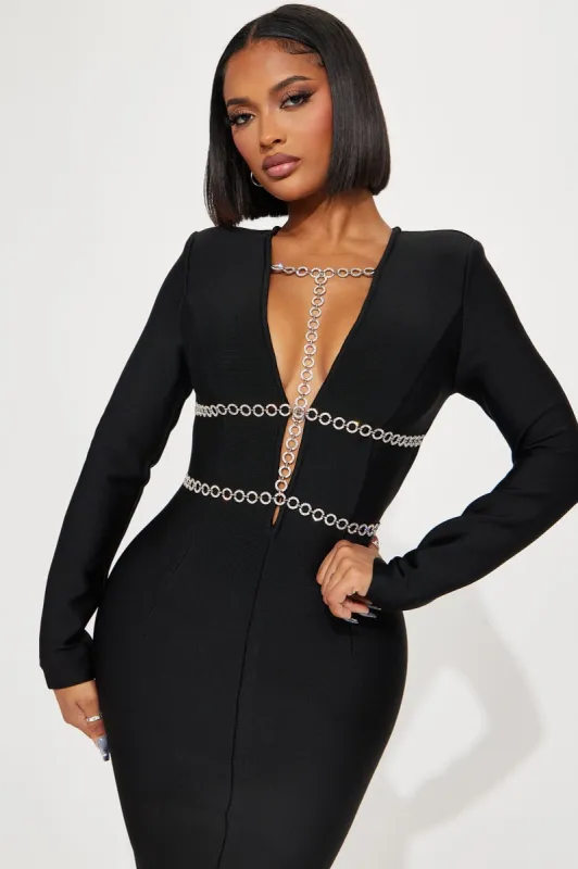 Kaia Bandage Midi Dress - Black sold by Fashion Nova