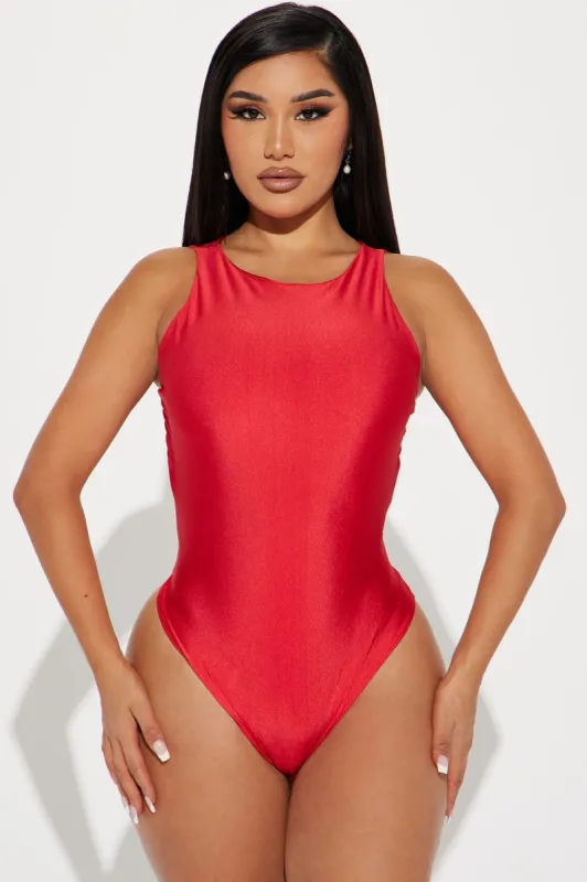 Holly Satin Bodysuit - Red sold by Fashion Nova