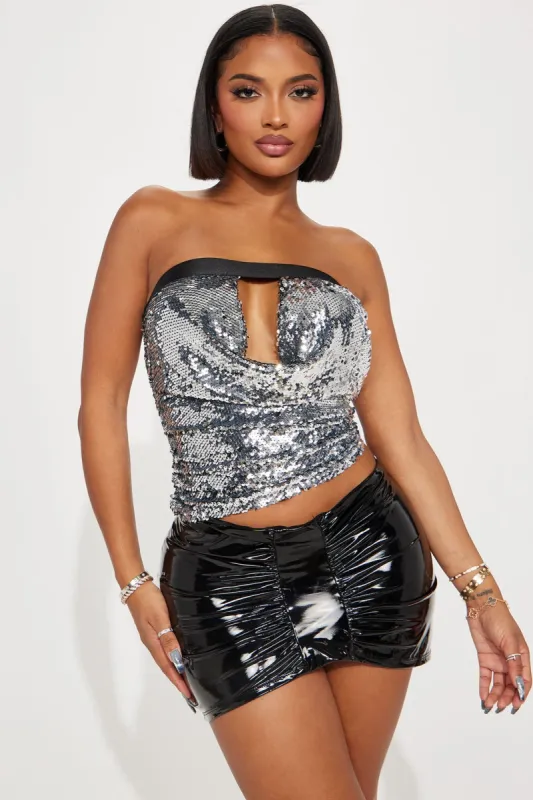 Up Till Dawn Sequin Top - Silver sold by Fashion Nova