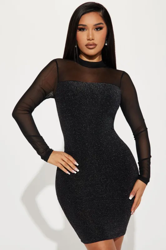 Grace Metallic Mini Dress - Black/Silver sold by Fashion Nova
