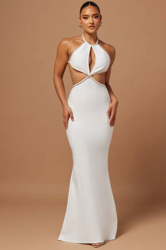Vivica Embellished Maxi Dress - White sold by Fashion Nova