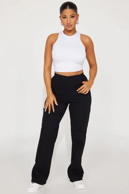 Make It Worth It Straight Leg Cargo - Black sold by Fashion Nova